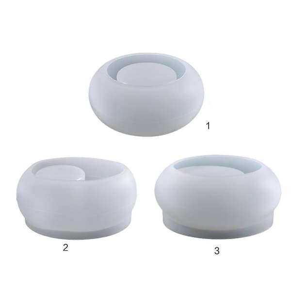 DIY Krystall Epoxyharpiksform Flat Rund Lysestake Speil Silikonform-fg
