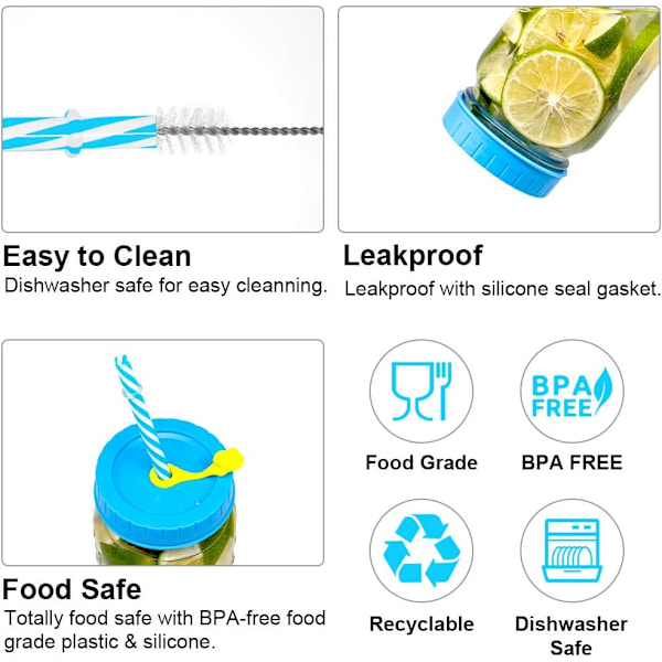 Masonkrukke Låg med Stråhul/Plastik (Standardmund)