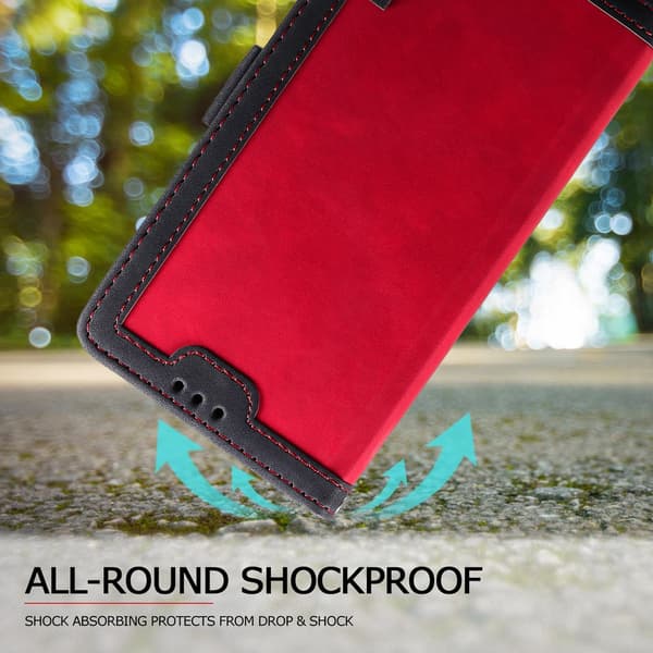 WELLNGS Rød Rød iPhone 16e Etui Blokerende Wallet Stand Læder Telefon Shell