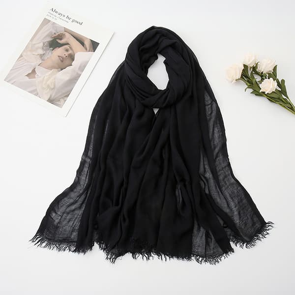 Skjerf for kvinner Bomull Lett Stor Lang Mull Skjerf Elegant Ensfargede Skjerf