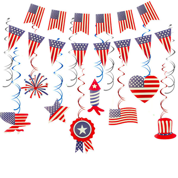 4. juli Patriotiske Festdekorationer Sæt, USA Flag