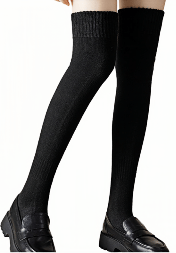 Overkneestrømper, lårstrømper, leggvarmere black