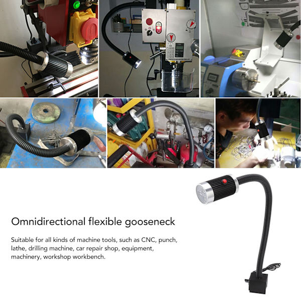 Magnetisk arbejdslampe 9W 24V LED Fleksibel Svanehals Rustfri Aluminium Magnetisk Base Svanehals Arbejdslampe til Industri
