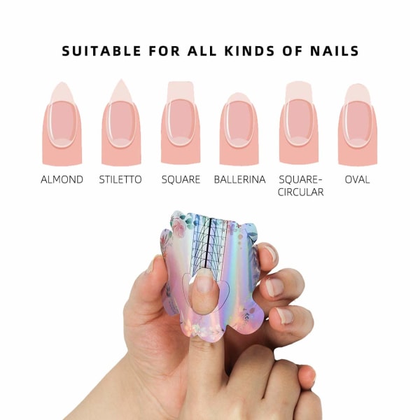 100 st Square/Oval/C-Smile Shape Självhäftande korta nagelformade klistermärken för Gel Akryl Nageltips Förlängning Akryl Curve