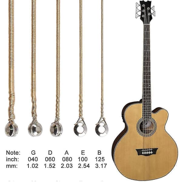 5 st/set Akustiska Strängar Mässing Kolstål Kärnsträngar För Instrument Strängdel