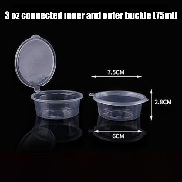 Små plastbehållare med lock, Jello Shot Cups med lock, Engångsportioner BPA-fria för sås, kryddor, Souffle, salladsdressing,