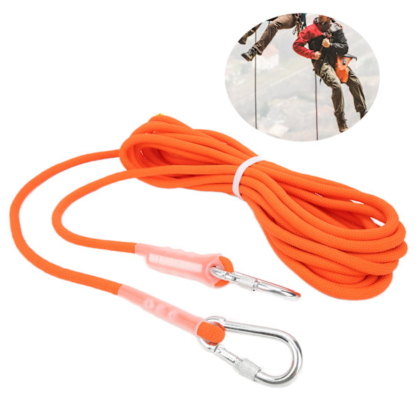 12mm utomhus bergsklättring säkerhetsrep överlevnad brandflykt räddningsrep, orange 10m