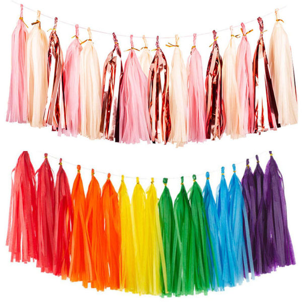 Tassel-virsut Party-koristeet Paperitassel-lippu, Riippuva Koriste Pojan Syntymäpäivä Taustakoriste