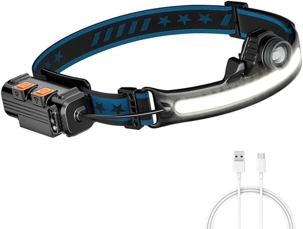 Otsalamput, USB ladattava LED-taskulamppu, IP65 vedenpitävä zoom