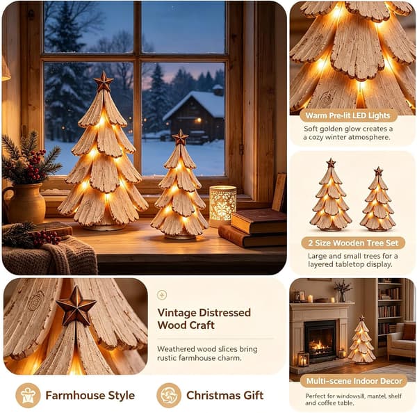 Lysande julgransprydnad, julgran med varmfärgade LED-lampor (stor) Large