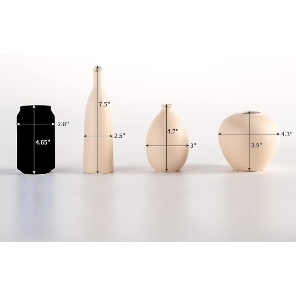 Keramisk Vase Sæt af 3, Små Blomster Vaser til Rustik Hjem