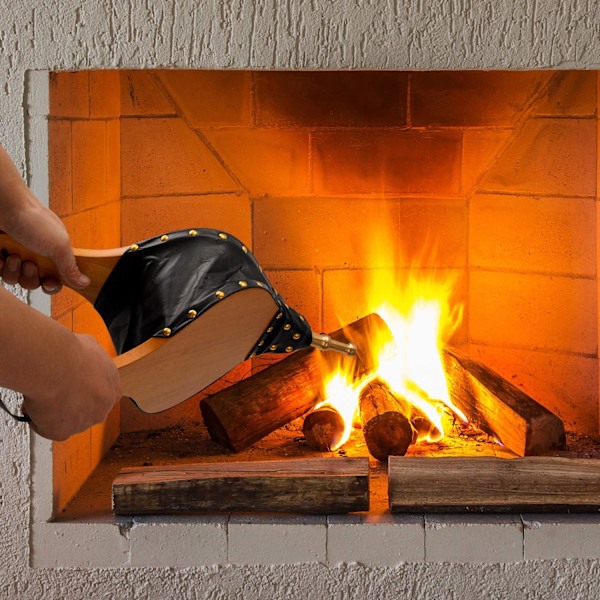Eldbälg, Högkvalitativ Manuell Luftblåsare i Trä med Rundad Spetsdesign för Utomhusmatlagning, Kompakt & Effektiv för Eldstad, Camping, Grill