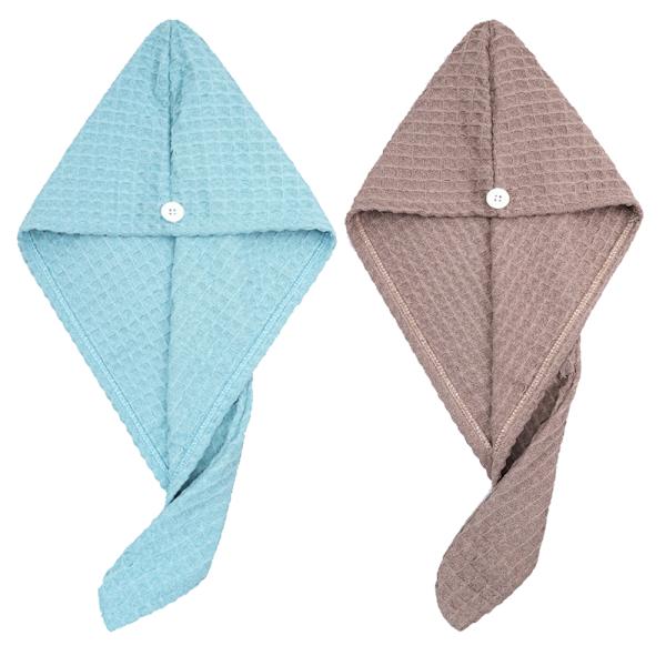 2-pak Mikrofiber Hurtigtørrende Hår Turban Håndklæde Wrap, Absorberende