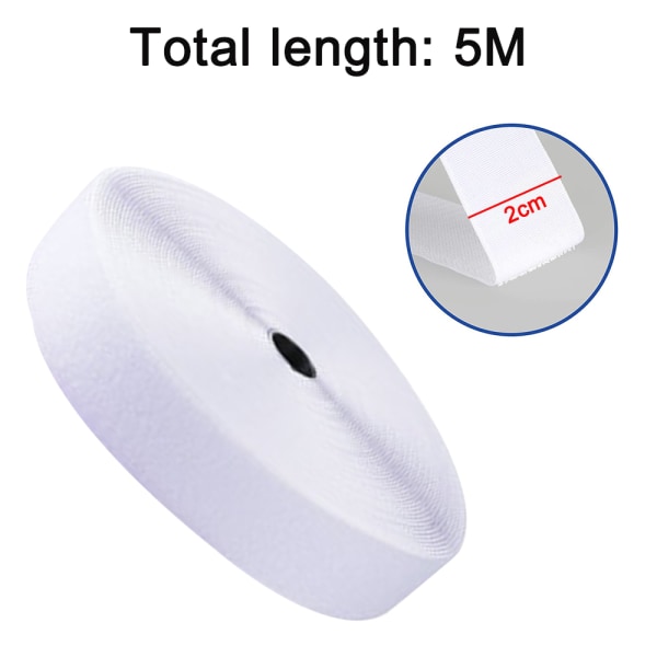 Krok- och looptejp Sticky Back Fastener Roll, bredd 20 mm, längd White