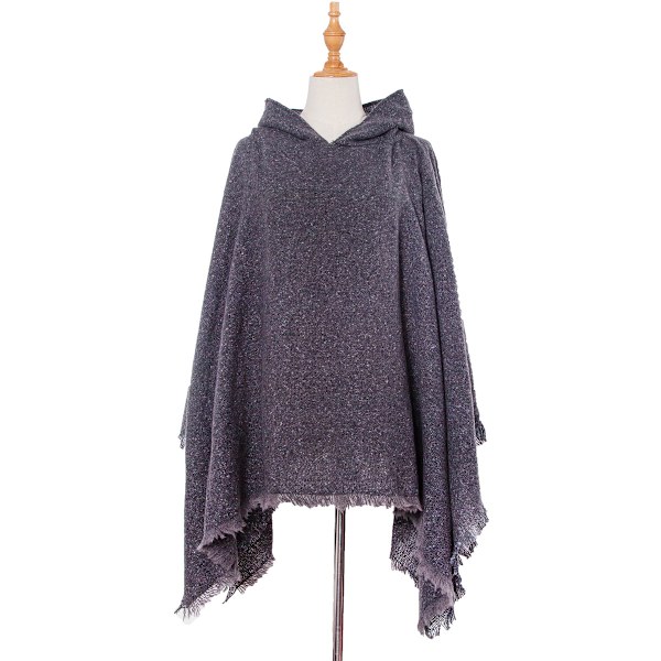 Naisten Ruudullinen Hupparihuivi Cape Shawl Peitto Poncho Huppari Cape