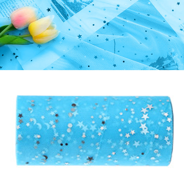 Glittrande tyllbandrulle, glitter tyllspole, 15 cm x 25 m