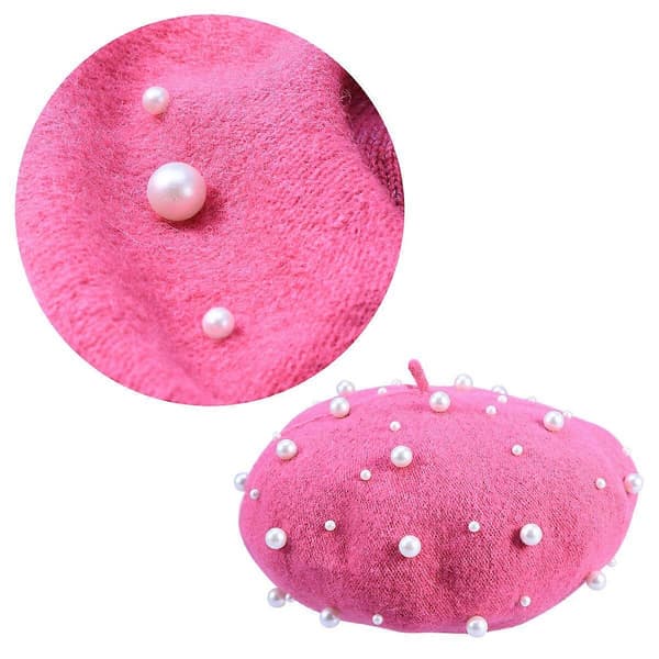 Hat Mænd Efterår Vinter Cashmere Baret Baretter Mænd Kvinder Perle Baret Baret Børn