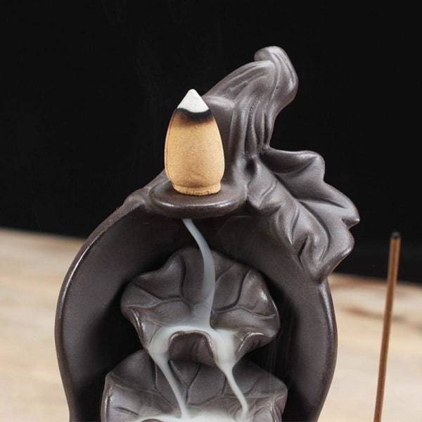 Tilbageflydende røgelsebrænder - Lotus Buddha - Keramik