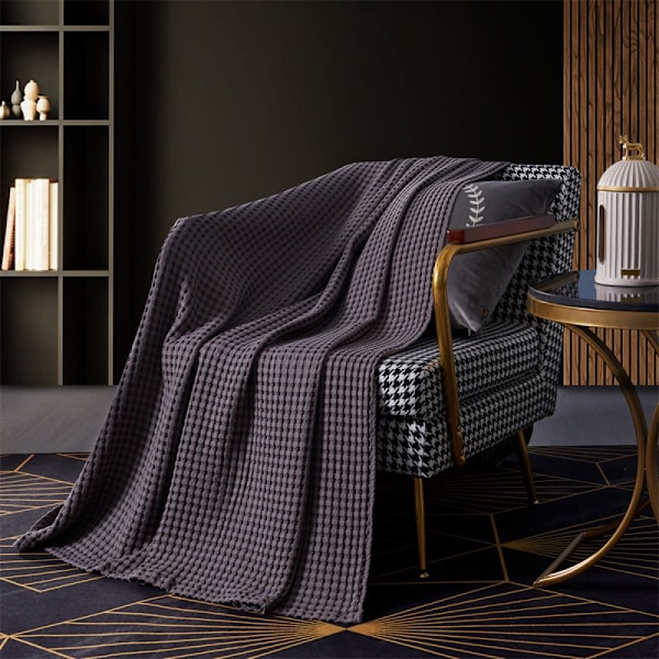 Kylande våffelpläd Queen Size, Lättviktig andningsbar pläd, Andningsbar sommarpläd för varma personer, Mjuk och filtar för säng soffa och divan