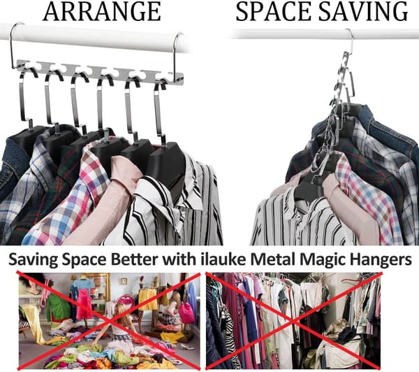 4 mustan tilaa säästävän henkarin setti, Magic Hanger -henkarijärjestäjä