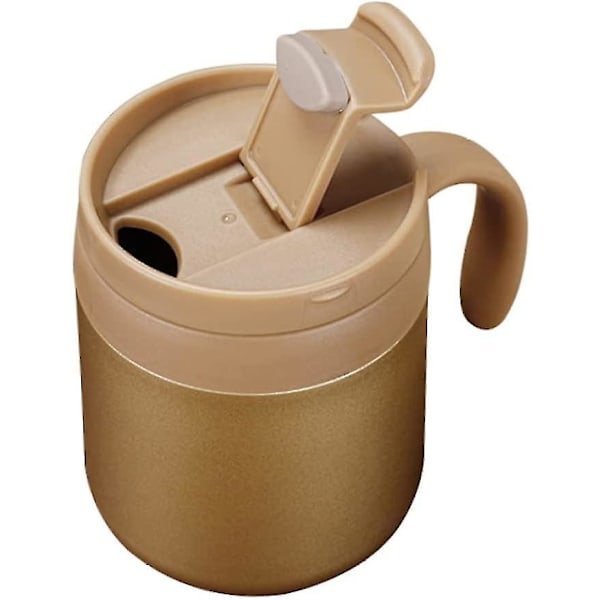 Insulated Coffee Mugs Stainless Steel Double Wall Thermal Cups With Spill Resistant Lid Cups Mugs(color:gold)(1pcs)