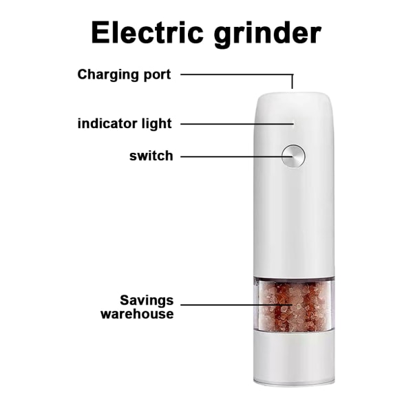 Elektrisk Salt- og Peberkværn Sæt - USB Opladbar, LED