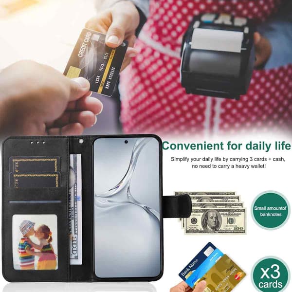 OnePlus Nord CE4 Lite 5G PU Læder Etui - Wallet Sort - Flere Farver