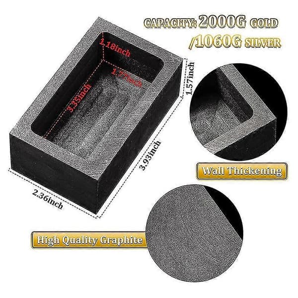 2 Stycken 2 Kg Grafitgötform Silver Guldgötform Gjutgöt Degelform, Innerstorlek