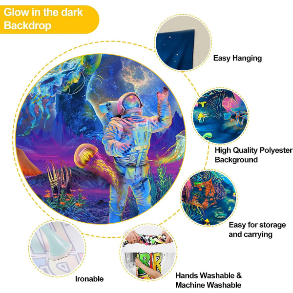 Tapestry UV-reaktion växtmanet tapestry neon galax rymden