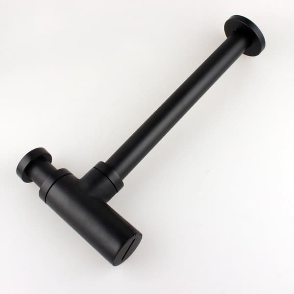 Moderne messing vask afløb, elegant solid messing konstruktion med mat sort finish, designet til generel amerikansk standard med justering