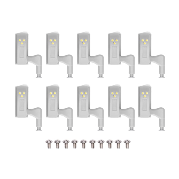 10 stk LED Skap Innvendig Hengsel Sensor Lys Soverom Skap Garderobe Skap Nattlys