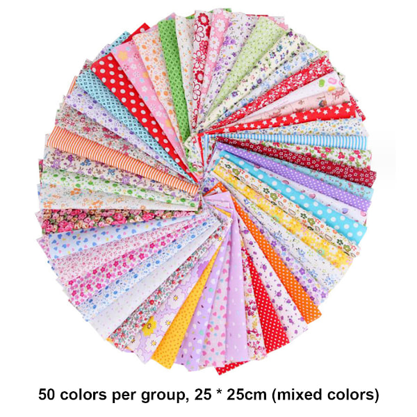 50 st bomulls tygpaket lapptäcke tyger  25 cm x 25 cm (50 st)