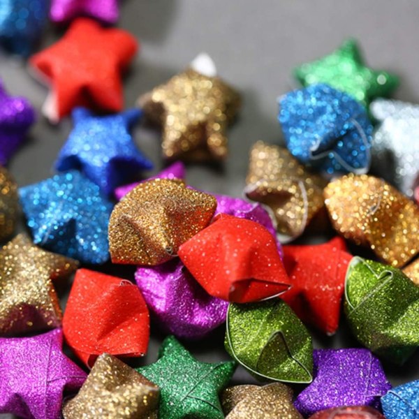 300 stk. Glitter Origami Stjernepapir Strimler Lykke Stjernepapir til