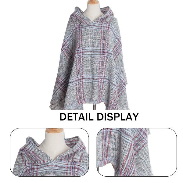 Naisten Ruudullinen Hupparihuivi Cape Shawl Poncho