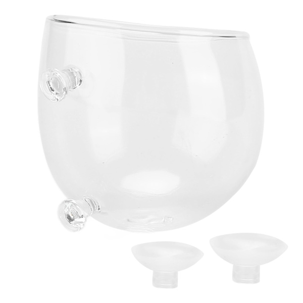 Akvarium Plante Kop Mini Glas Planteavl Landskabspot med 2 Sugkopper til Fiskekum Plante