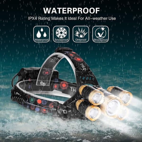 Oppladbar hodelykt Ultra Bright 5 LED-hodelykt F