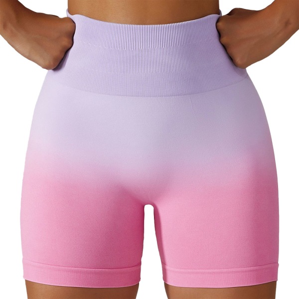 Dame Seamless Tight Gradual Farveændring Kort Stil Høj Talje Styrkende Løbe Gym Yoga Sports Shorts