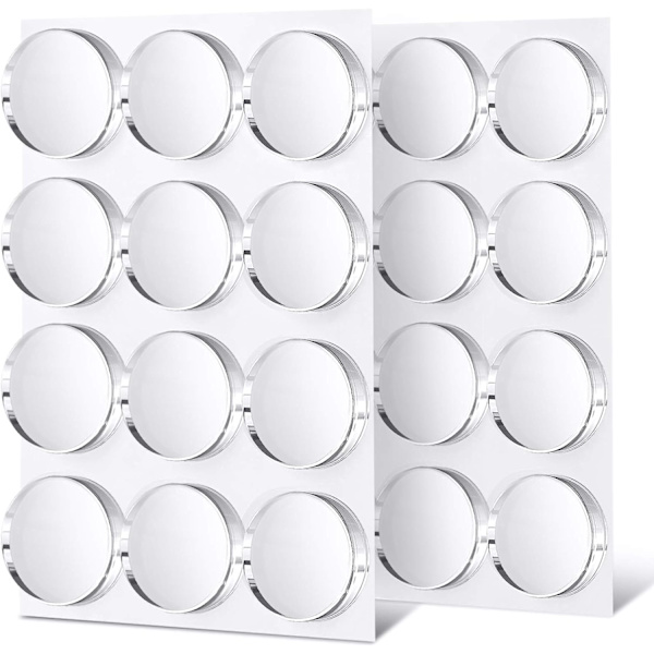 24 stk. Silikon Elastiske Puter - Selvklebende Silikonputer for Vegger, Skap og Glass Ø 22mm