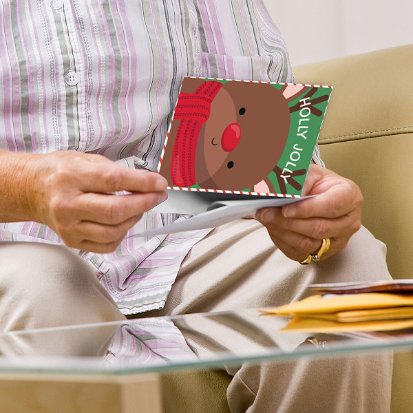 Julekort med konvolut, smukt design, guldfolie