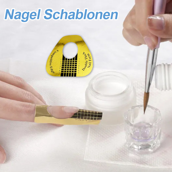 Paket med 500/1 rulle nagelmallar, självhäftande modelleringsmallar nagelformar för nagelkonst gelnaglar, konstgjord nagelförlängning (guld)