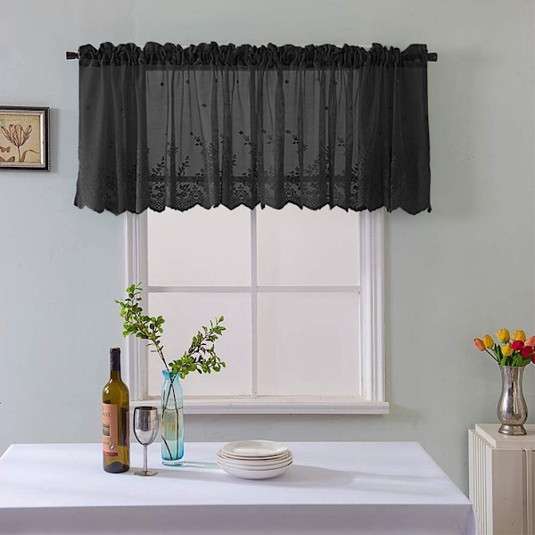 1 stk Blomsterblonder Gardin Valance Broderi Halvtransparent Kort Wi