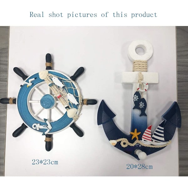 28cm Tredekorasjon Anker, Nautisk Stil, Middelhavsdesign