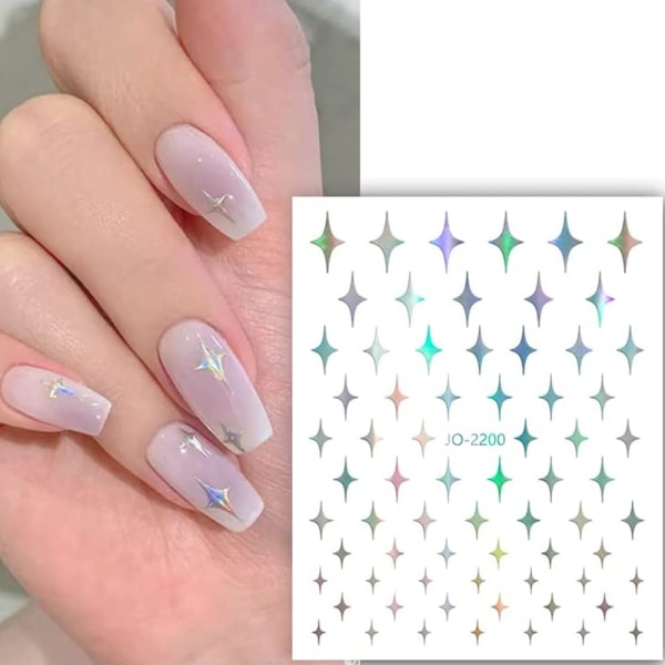 6 ark nagelklistermärken, självhäftande nail art, stjärna gör-det-själv-manikyrdekorationer för kvinnor, flickor