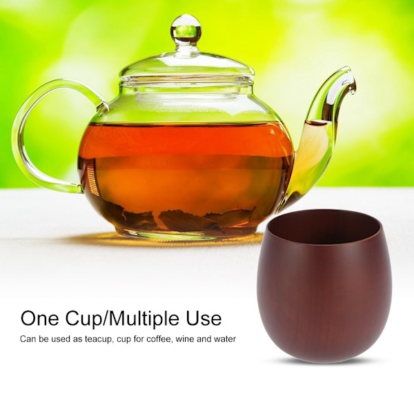 Miljövänlig Trä-tekopp, Dryckeskärl i Asiatisk Stil Perfekt För Te, Kaffe, Vin Och Vatten, Värmebevarande Effekt, 100% Naturligt Trä, Helt Ny