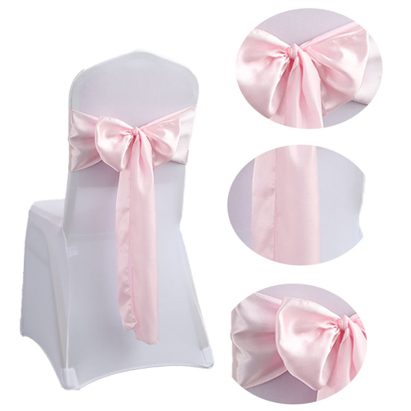 Set med 10 dekorativa stolsband i satin med rosett designade för bröllop
