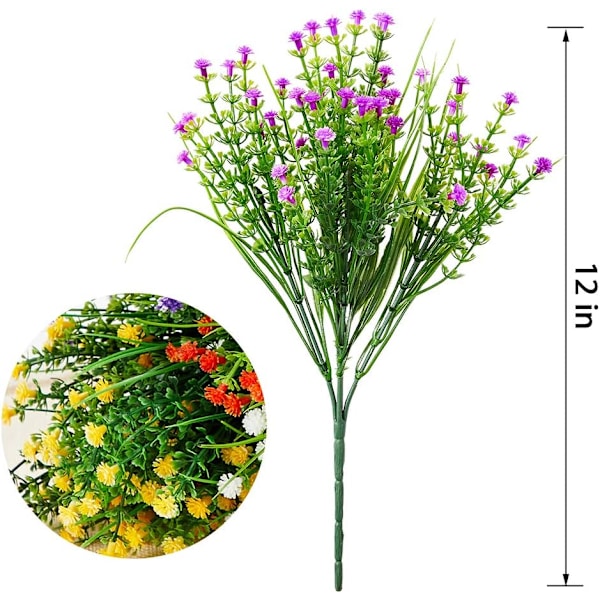 12 buketter konstgjorda blommor för utomhusbruk, naturtrogna konstgjorda babys breath-blommor