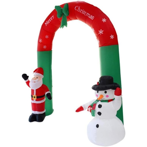 Utomhus Inomhus Dekoration Med Jultomte Och Snögubbe, Premiumkvalitet Jul Uppblåsbar Port, Lätt Att Använda & Säker, Iögonfallande LED-Lampa För