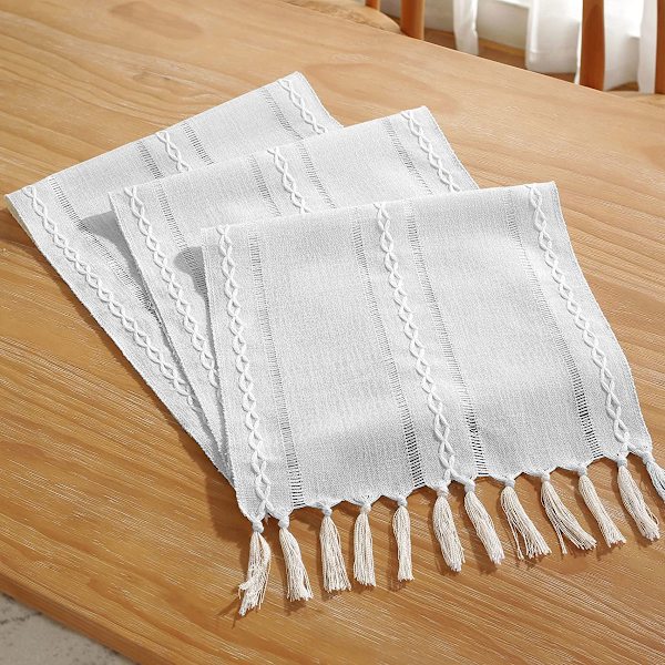 Boho-stil linduk med frynser, 72\" lang, håndlaget, landlig