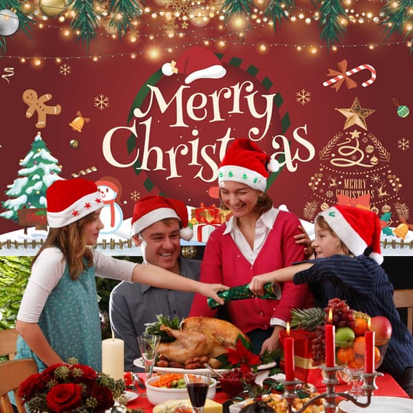Julebaggrunds banner, 100D polyester stof scene dekoration