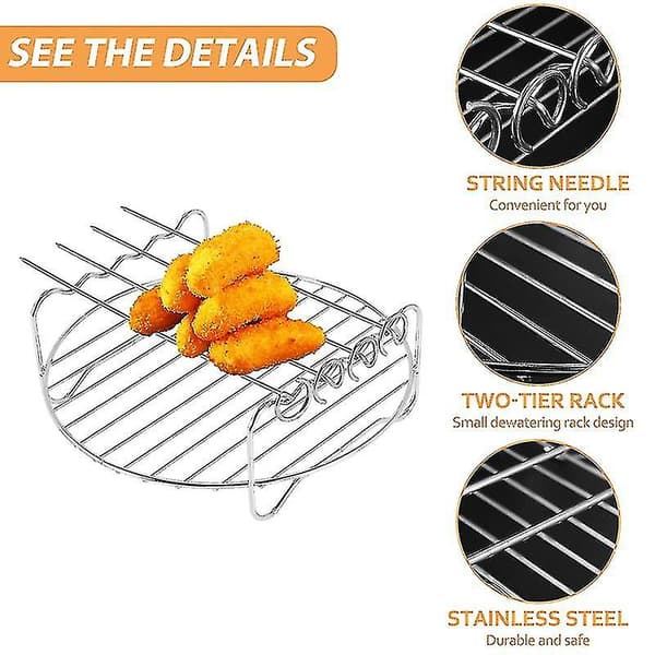 Dubbellagersställ med 5 grillspett, för Airfryers